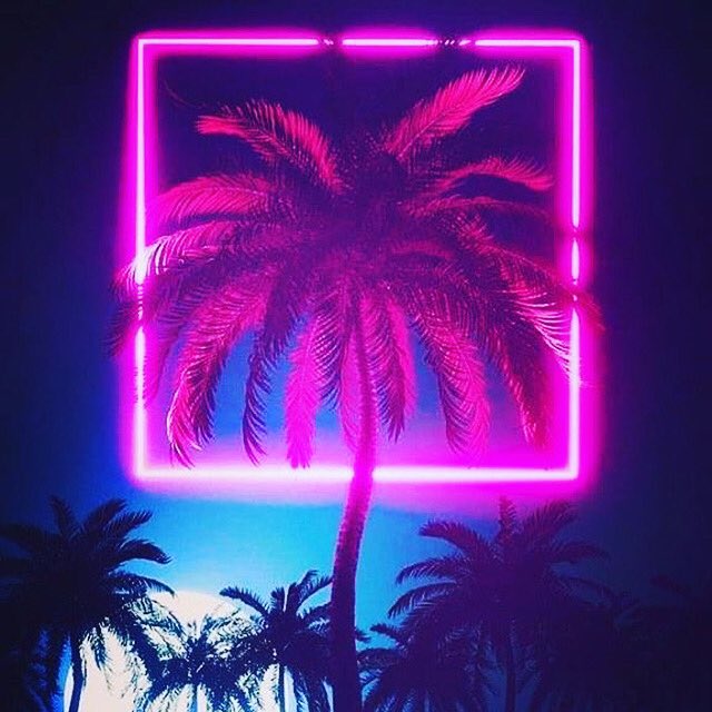 neon image of palm tree